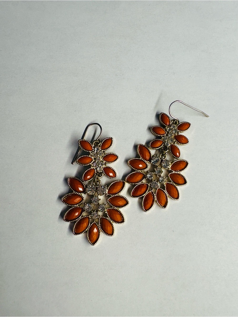 Orange Floral Drop Earrings